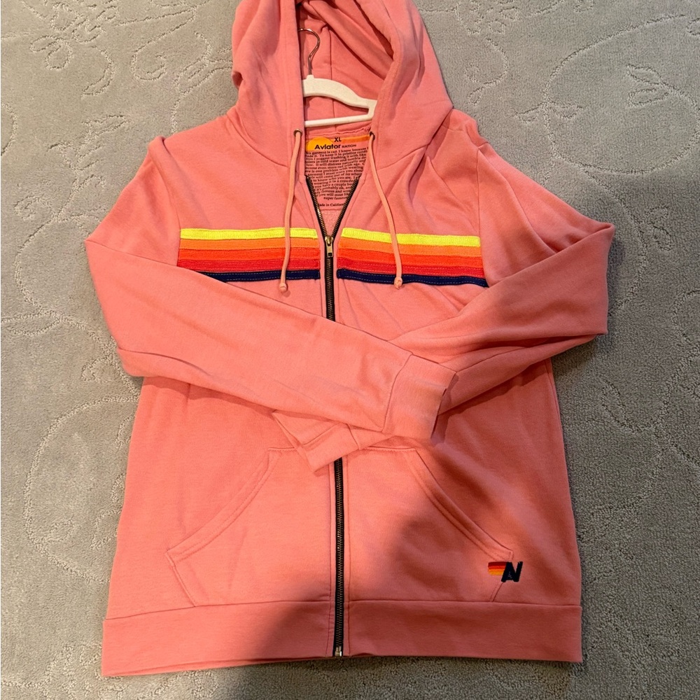 Aviator Nation Pink Jacket with Stripes